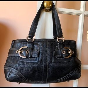 Coach black pebble leather bag